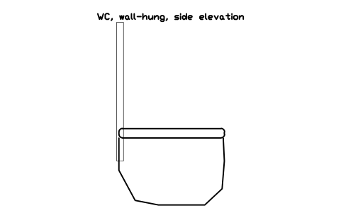 Preview of the WC, wall-hung, side elevation symbol, block HOM_WC_HUNG_SIDE_ELEV