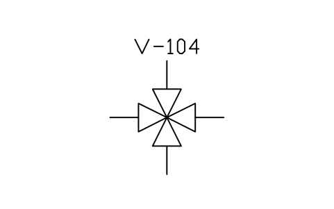 符号 4-way valve 的预览，块名 PPD_2104_VALVE_4WAY