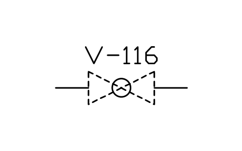 符号 Valve, ball type 的预览，块名 PPD_2122_VALVE_BALL