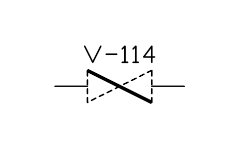 符号 Valve, butterfly type, form 1 的预览，块名 PPD_2126_VALVE_BUTTERFLY_F1