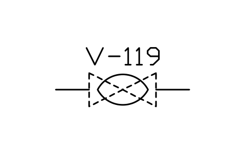 符号 Valve, hose type 的预览，块名 PPD_2129_VALVE_HOSE