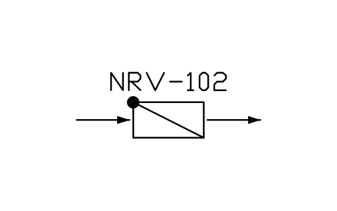 符号 Non-return valve, form 2 的预览，块名 PPD_P090_CHECK_VALVE_F2