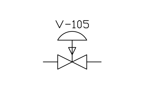 符号 Valve, diaphragm, fail to close 的预览，块名 PPD_X2101_VALVE_DIAPHRAGM_FC