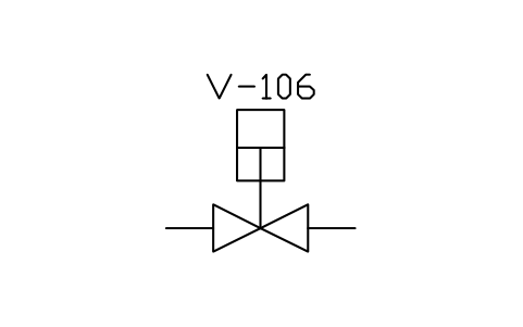 符号 On-off valve, cylinder actuator 的预览，块名 PPD_X6101_VALVE_CYLINDER