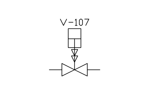 符号 On-off valve, quick-close cylinder 的预览，块名 PPD_X6102_VALVE_CYLINDER_QUICK