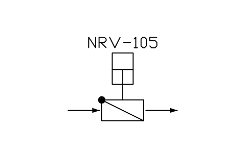 符号 Non-return valve, assist cylinder 的预览，块名 PPD_X6104_CHECK_VALVE_CYLINDER
