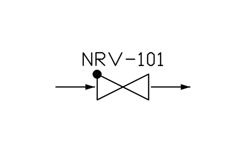 符号 Non-return valve, form 1 的预览，块名 PPD_X6105_CHECK_VALVE_F1