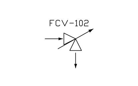 符号 Control valve, angle type 的预览，块名 PPD_X6111_CONTROL_VALVE_ANGLE