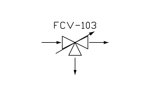 符号 Control valve, 3-way distributing 的预览，块名 PPD_X6112_CONTROL_VALVE_3WAY_DIST