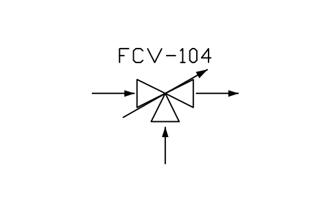 符号 Control valve, 3-way mixing 的预览，块名 PPD_X6113_CONTROL_VALVE_3WAY_MIX