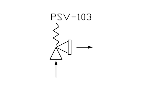 符号 Safety valve, spring, angle 的预览，块名 PPD_X6122_SAFETY_VALVE_ANGLE