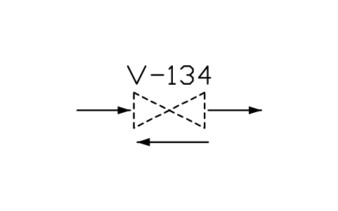 符号 Valve, installed against flow 的预览，块名 PPD_X6142_VALVE_OPPOSITE_FLOW