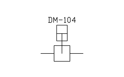 符号 Knife gate damper, cylinder actuator 的预览，块名 PPD_X6153_DAMPER_KNIFE_GATE