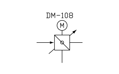 符号 Control damper, diverter or mixer, form 1 的预览，块名 PPD_X6166_DAMPER_DIVERTER_F1
