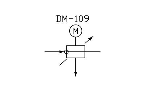 符号 Control damper, diverter or mixer, form 2 的预览，块名 PPD_X6167_DAMPER_DIVERTER_F2