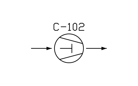 符号 Compressor, reciprocating piston 的预览，块名 PPD_X6327_COMPRESSOR_PISTON