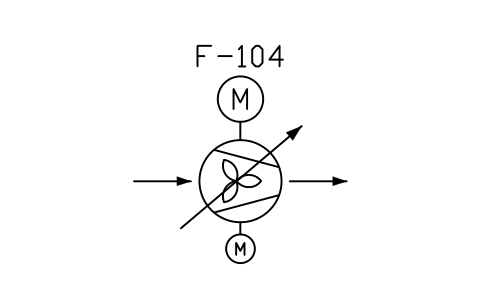 符号 Fan, vane or blade control, electric 的预览，块名 PPD_X6332_FAN_VANE_ACTUATOR