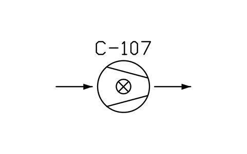 符号 Compressor, rotary vane type 的预览，块名 PPD_X6334_COMPRESSOR_ROTARY_VANE