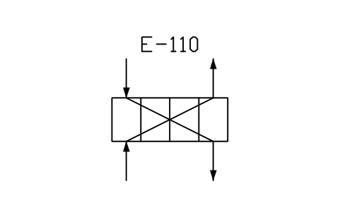 符号 Plate heat exchanger, form 1 的预览，块名 PPD_2516_PLATE_HX_F1