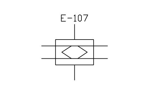 符号 Condenser, 2 water passes, form 2 的预览，块名 PPD_X6409_CONDENSER_2PASS_F2