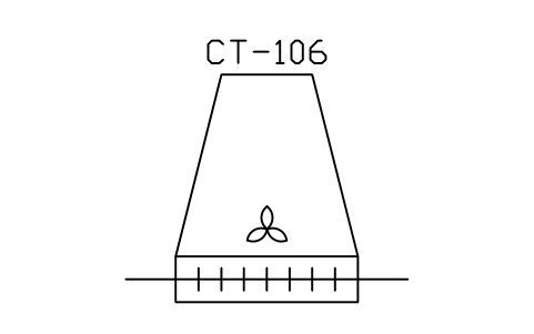 符号 Cooling tower, dry, forced draught 的预览，块名 PPD_X6424_COOLING_TOWER_DRY_FORCED