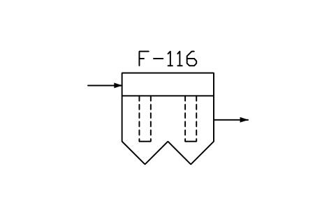符号 Bag filter, two sections 的预览，块名 PPD_X6522_BAG_FILTER_2SECTIONS