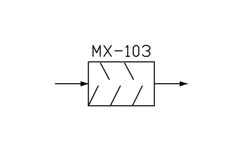 符号 In-line static mixer, form 2 的预览，块名 PPD_X6570_STATIC_MIXER_F2