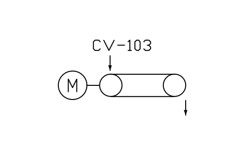 符号 Belt conveyor, general 的预览，块名 PPD_X6703_BELT_CONVEYOR