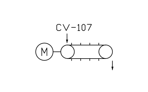 符号 Belt conveyor with scraper flights 的预览，块名 PPD_X6705_BELT_CONVEYOR_SCRAPER