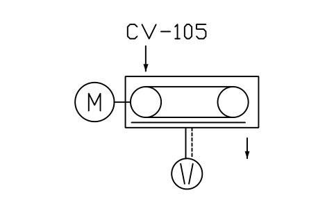 符号 Belt conveyor, air belt type 的预览，块名 PPD_X6708_BELT_CONVEYOR_AIR