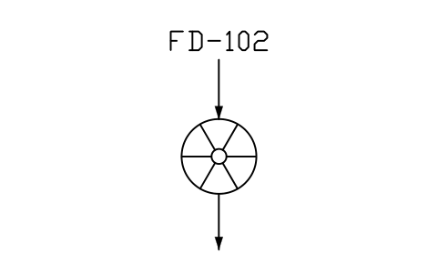 符号 Rotary vane feeder, air lock 的预览，块名 PPD_X6723_ROTARY_VANE_FEEDER