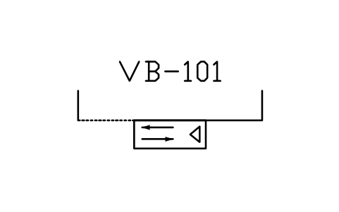 符号 Conveyor vibrator, pneumatic type 的预览，块名 PPD_X6727_VIBRATOR_PNEUMATIC