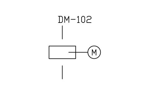 符号 Damper, electrical operated 的预览，块名 PPD_X6731_DAMPER_ELECTRIC