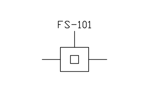 符号 Flow switch, paddle type 的预览，块名 PPD_X7282_FLOW_SWITCH_PADDLE