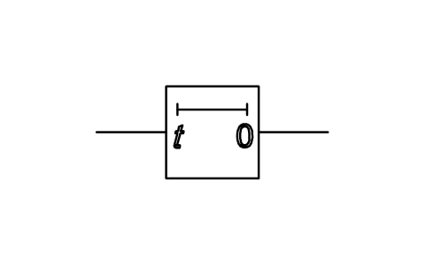 符号 Delay element with switch-on delay 的预览，块名 ISX_X108_DELAY_ELEMENT_SWITCH_DELAY