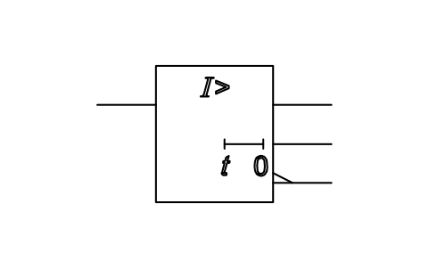 符号 Overcurrent relay, three outputs 的预览，块名 ISX_X113_OVERCURRENT_RELAY_THREE_OUTPUT