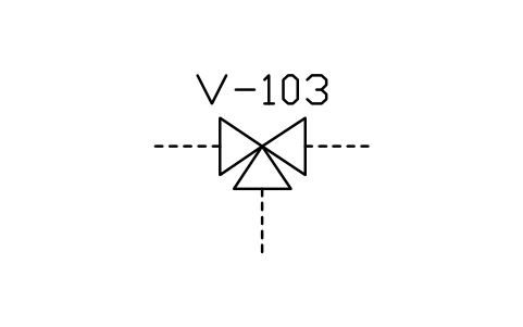 符号 Three-way valve 的预览，块名 ISX_2103_THREE_WAY_VALVE