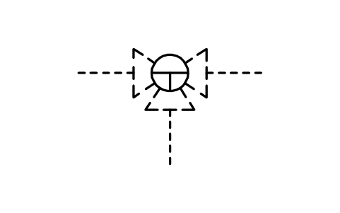 符号 T-bore in three-or four-way valve 的预览，块名 ISX_2114_T_BORE_THREE_OR_FOUR_WAY_VALVE