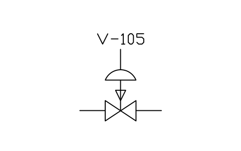 符号 2-way valve, diaphragm, spring close 的预览，块名 ISX_X2101_2_WAY_VALVE_DIAPHRAGM_SPRING_C