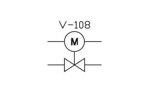 符号 2-way valve, motor actuator 的预览，块名 ISX_X2104_2_WAY_VALVE_MOTOR_ACTUATOR