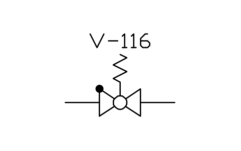 符号 Spring-loaded ball check valve 的预览，块名 ISX_X2115_SPRING_LOADED_BALL_CHECK_VALVE