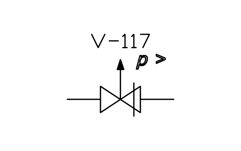 符号 Safety valve, opens above p 的预览，块名 ISX_X2121_SAFETY_VALVE_OPENS_ABOVE_P