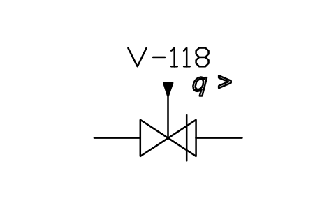 符号 Pipe break valve, closes above q 的预览，块名 ISX_X2122_PIPE_BREAK_VALVE_CLOSES_ABOVE