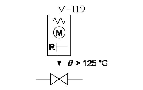 符号 Quick-acting valve, temperature 的预览，块名 ISX_X2123_QUICK_ACTING_VALVE_TEMPERATURE