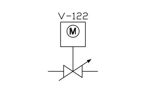 符号 Control valve, motor actuator 的预览，块名 ISX_X2131_CONTROL_VALVE_MOTOR_ACTUATOR