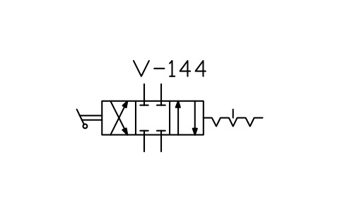 符号 Directional valve, lever, detained 的预览，块名 ISX_X2169_DIRECTIONAL_VALVE_LEVER_DETAIN