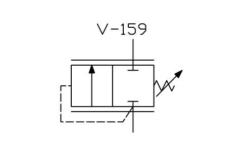 符号 Single-stage relief valve, detail 的预览，块名 ISX_X2191_SINGLE_STAGE_RELIEF_VALVE_DETA