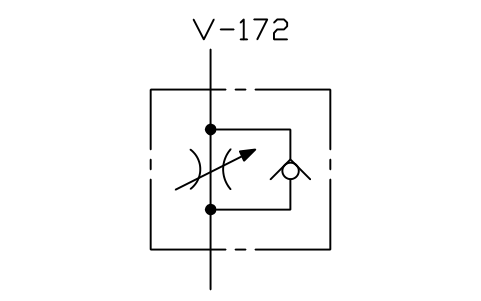 符号 Restrictor, one-way flow 的预览，块名 ISX_X2213_RESTRICTOR_ONE_WAY_FLOW