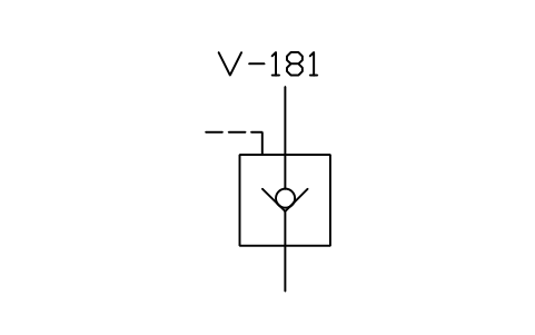 符号 Pilot check valve, pilot closes 的预览，块名 ISX_X2232_PILOT_CHECK_VALVE_PILOT_CLOSES
