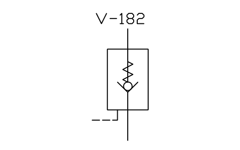 符号 Pilot check valve, pilot opens 的预览，块名 ISX_X2233_PILOT_CHECK_VALVE_PILOT_OPENS